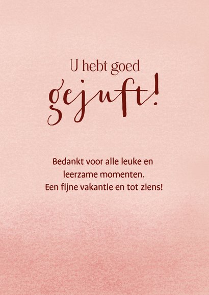 Bedankkaart voor juf met schooltas, schrift, potlood 3