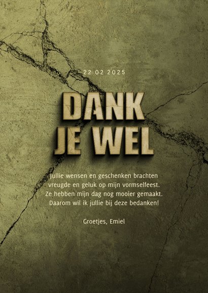 Bedankkaart vormsel stoer filmposter donkergroen 3