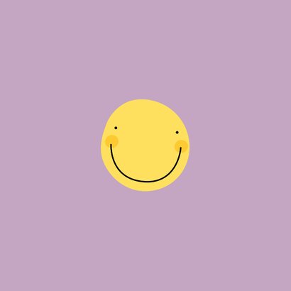 Bedankkaart vrolijke smiley lila 2