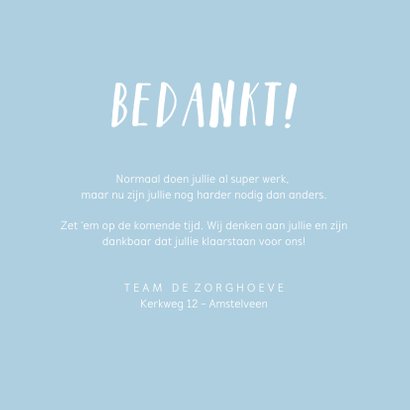 Bedankkaartje bedankje voor hulpverleners zorg 3