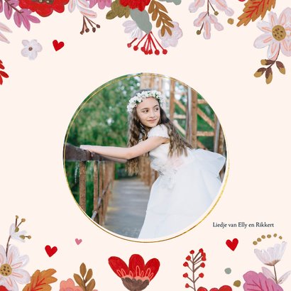 Bedankkaartje bloemen eerste communie twee foto's 2