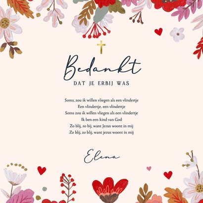 Bedankkaartje bloemen eerste communie twee foto's 3