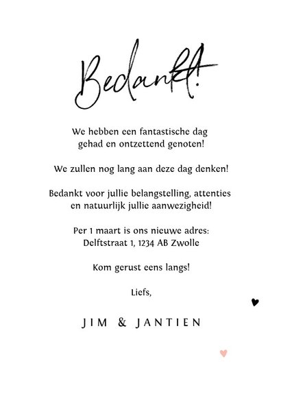 Bedankkaartje bruiloft Bohemian met bloemen 3