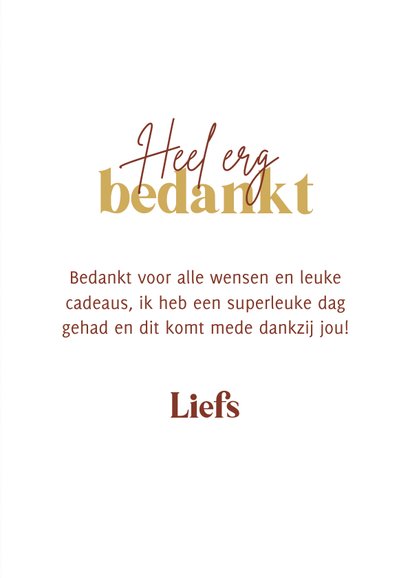 Bedankkaartje communiefeest roestbruin met patroon 3