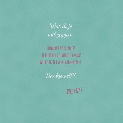 Bedankkaartje doos met bonbon met de letters dankjewel 3