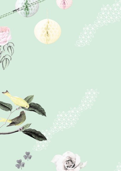 Bedankkaartje Eerst Communie met vrolijke vogeltjes 2