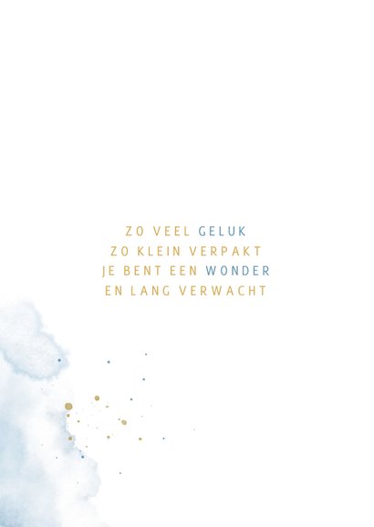 Bedankkaartje foto in hartjesvorm blauwe aquarel grote naam 2