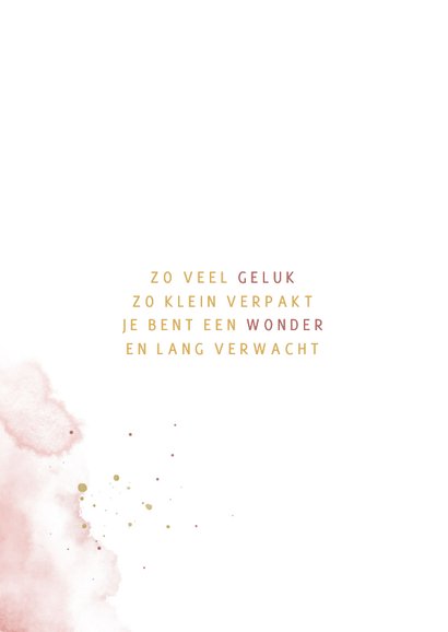 Bedankkaartje foto in hartjesvorm roze aquarel grote naam 2
