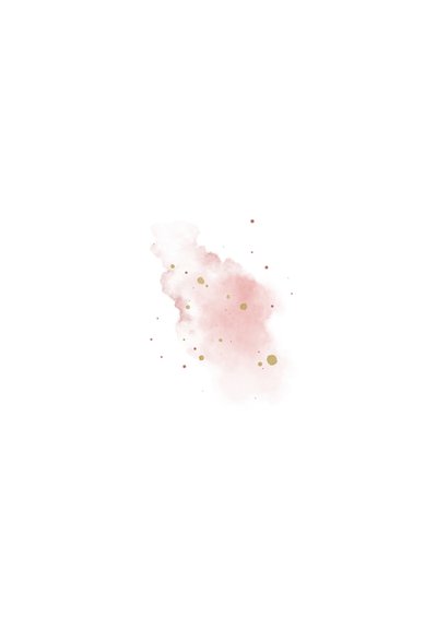 Bedankkaartje foto in hartjesvorm roze aquarel grote naam Achterkant