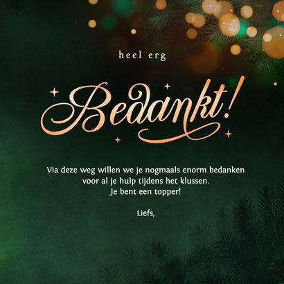 Bedankkaartje in kerst sferen met groene achtergrond 3