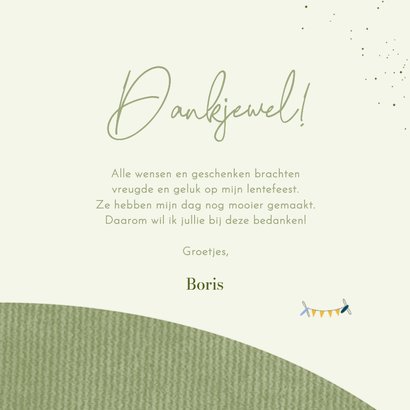 Bedankkaartje lentefeest boom en wereld met foto's 3