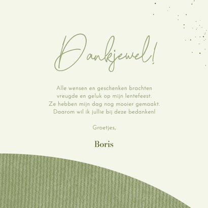 Bedankkaartje lentefeest boom en wereld met foto's 3