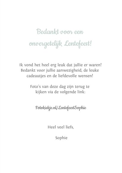 Bedankkaartje Lentefeest stijlvol en hip met bloemen 3