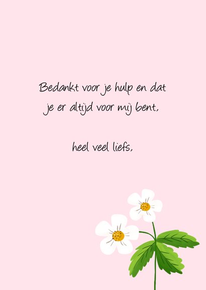 Bedankkaartje met aardbei en tekst thank you berry much 3