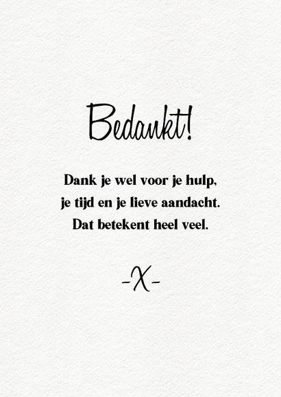 Bedankkaartje met grote bos bloemen in hand 3