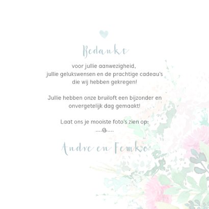 Bedankkaartje met pastel bloemen en duifjes 3
