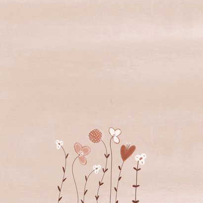 Bedankkaartje na overlijden beige bruin bloemen 2