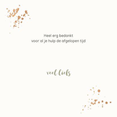 Bedankkaartjes - Bloemen in goud look met confetti 3