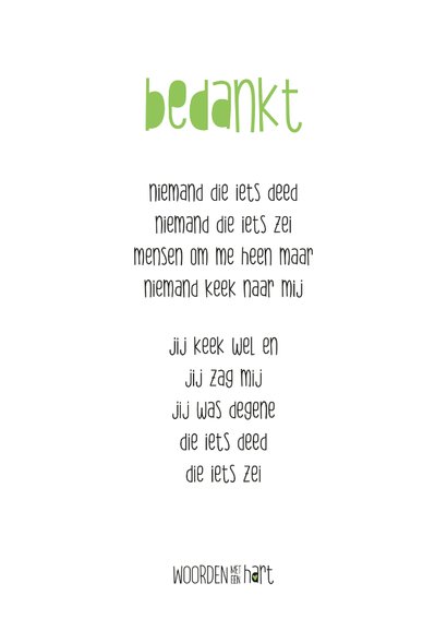 Bedankt gedicht woorden met een hart | Kaartje2go