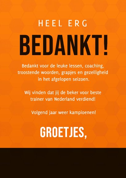 Bedankt kaart #1 trainer of coach in stijl van een t-shirt 3