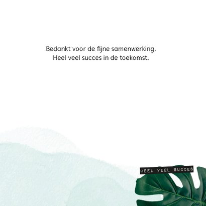 Bedankt kaart afscheid collega monstera 3