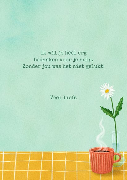 Bedankt kaart brief in typemachine met vogeltje 3