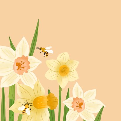 Bedankt kaart met narcissen en bijen 2