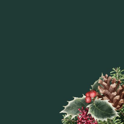 Bedankt samenwerking kerstkaart kersttakken botanisch Achterkant