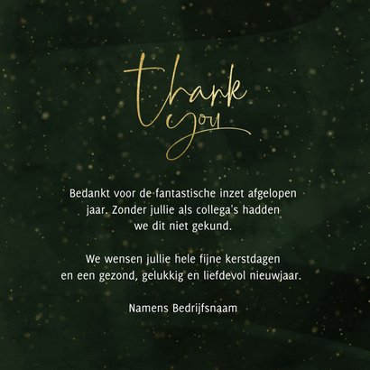 Bedanktkaart kerst Thank you groen met goud 3