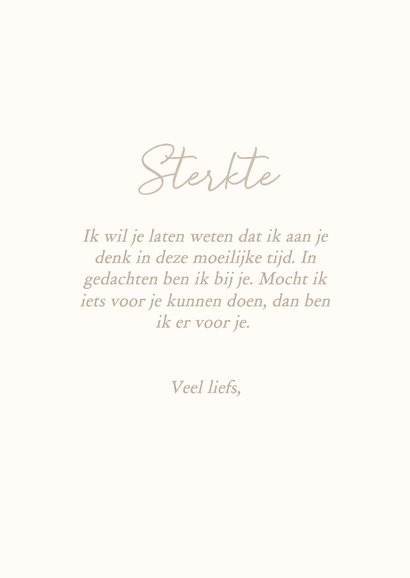 Beige condoleance kaartje met lijntekening bloem 3