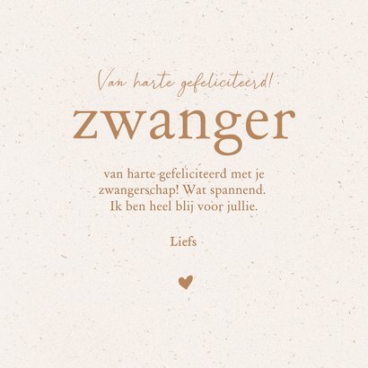 Beige felicitatiekaartje zwangerschap met hartje 3