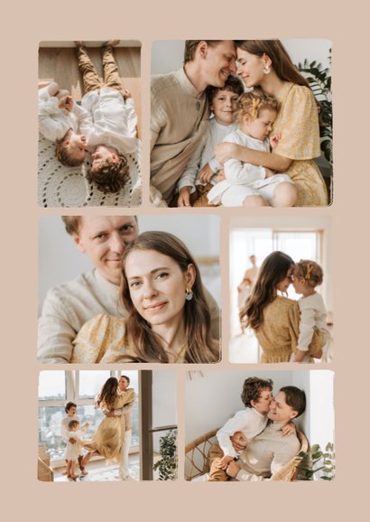 Beige fotocollage kerstkaart liefdevolle feestdagen 2