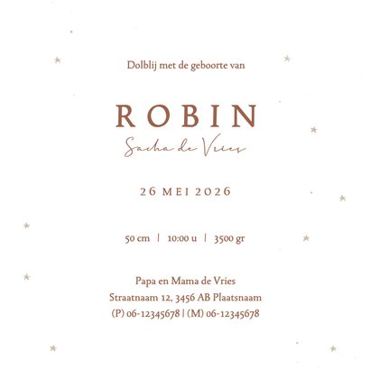 Beige geboortekaartje beer in bruine luchtballon 3