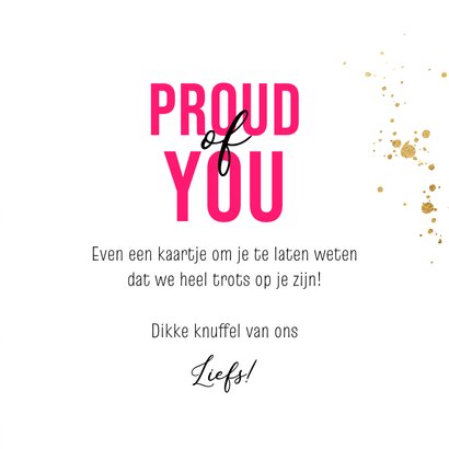 Bemoedigende kaart 'Proud of you' regenboog hart goud 3