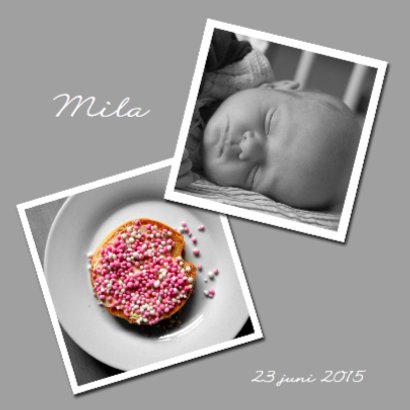 Beschuit met roze muisjes op bord 2