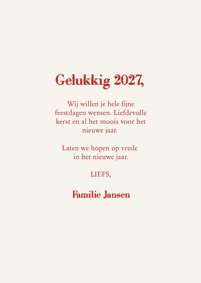 Betekenisvol nieuwjaarskaartje met vredesduifje in rood 3