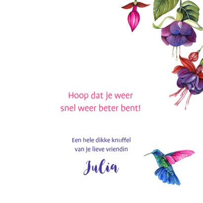 Beterschap fuchsiabloemen kolibrievogeltjes 3