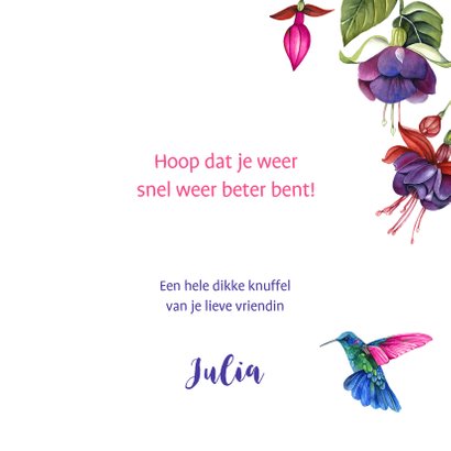 Beterschap fuchsiabloemen kolibrievogeltjes 3