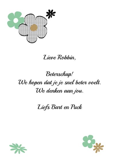 Beterschap met eigen naam en bloemen 3