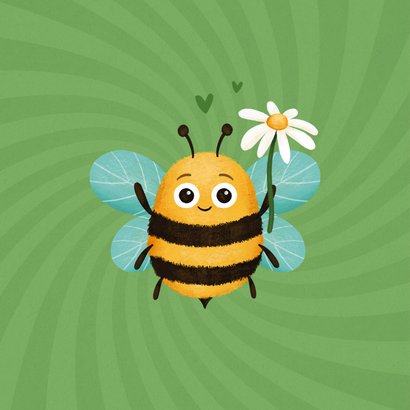 Beterschapskaart bee well soon bijtje bloemetje vrolijk 2