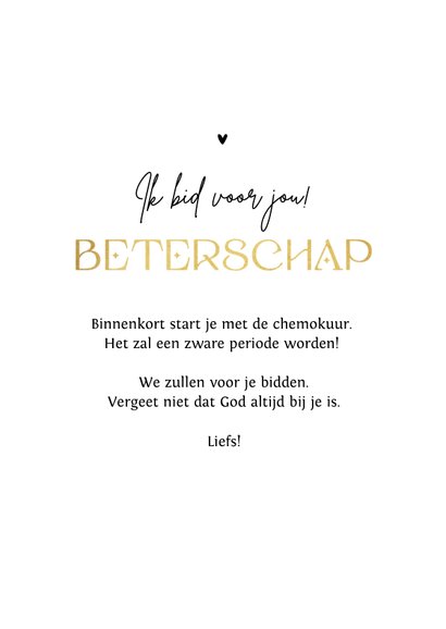 Beterschapskaart bidden god liefde goud hartjes 3