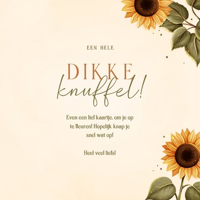 Beterschapskaart dikke knuffel met zonnebloemen 3