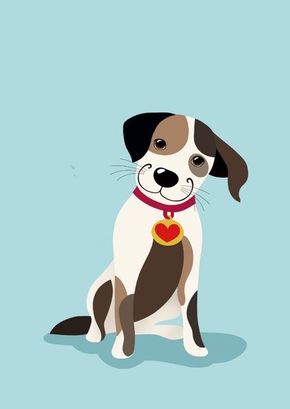 Beterschapskaart - Hond met hartje op zijn halsband 2