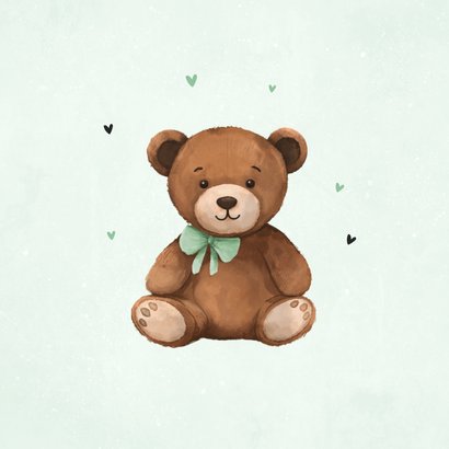 Beterschapskaart kind teddybeer dikke knuffel groen 2