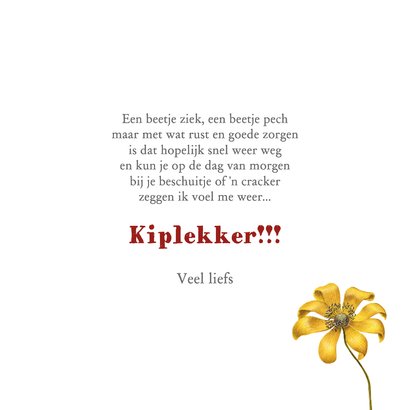 Beterschapskaart kip gele bloem 3