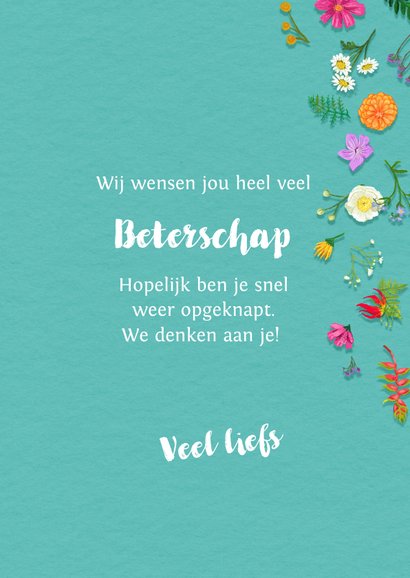 Beterschapskaart letters met bloemetjes 3