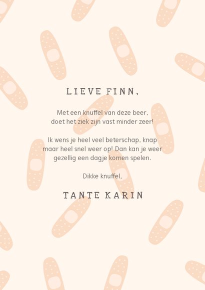 Beterschapskaart lieve beer met pleister 3
