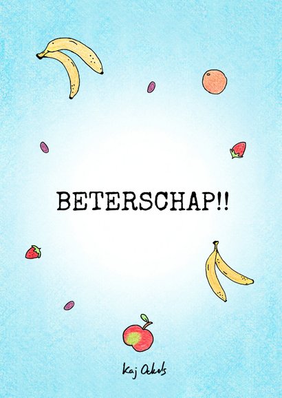 Beterschapskaart met eekhoorntje in een fruitmand 2