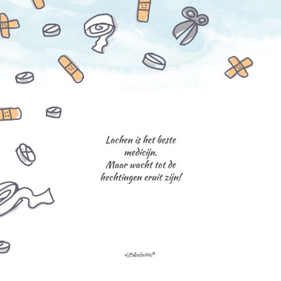 Beterschapskaart met figuurtje in verband en doktersspullen 2