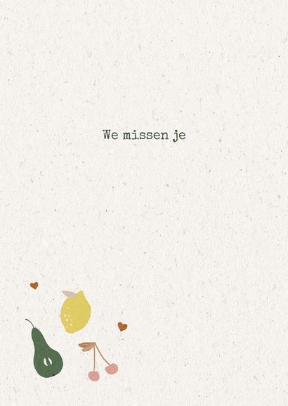 Beterschapskaart met fruit en kleine hartjes op karton 3